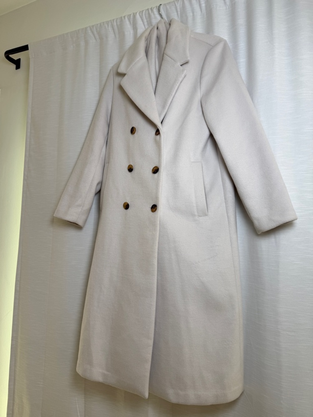 House of Harlow 1960 Ivory Wool Blend Coat Scarf Included Long Coat Chic Size M - Picture 6 of 14